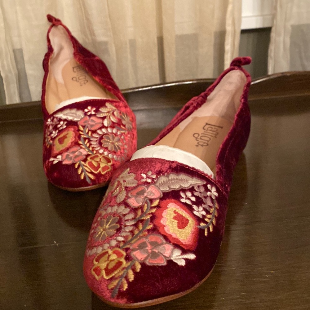 Latigo Embroidered Ruby Red Shoes